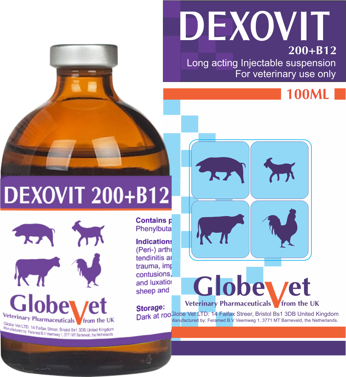 DEXOVIT 200 + B12 -  Phòng và điều trị bệnh thiếu máu, bổ sung B12 cho bê con và lợn con.