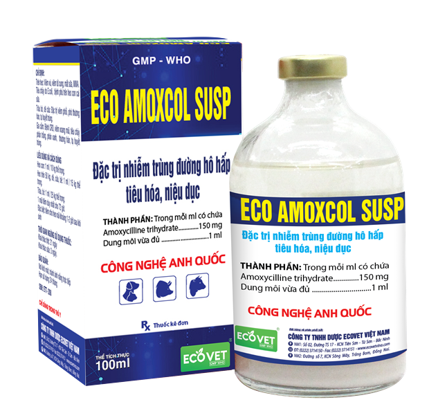 ECO - AMOXCOL SUSP - Đặc trị nhiễm trùng đường hô hấp, tiêu hóa, niệu dục.