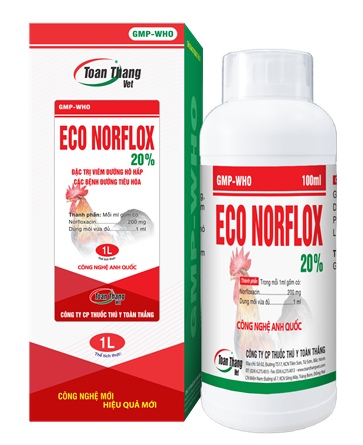 ECO - NORFLOX 20% - Đặc trị viêm đường hô hấp và các bệnh đường tiêu hóa.