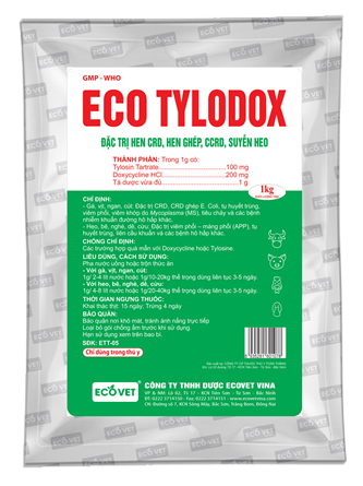 ECO - TYLODOX - Đặc trị CRD vàn hen ghép CCRD, suyễn heo.