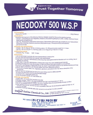 NEODOXY 500 W.S.P - Phòng và điều trị bệnh đường tiêu hóa và hô hấp.